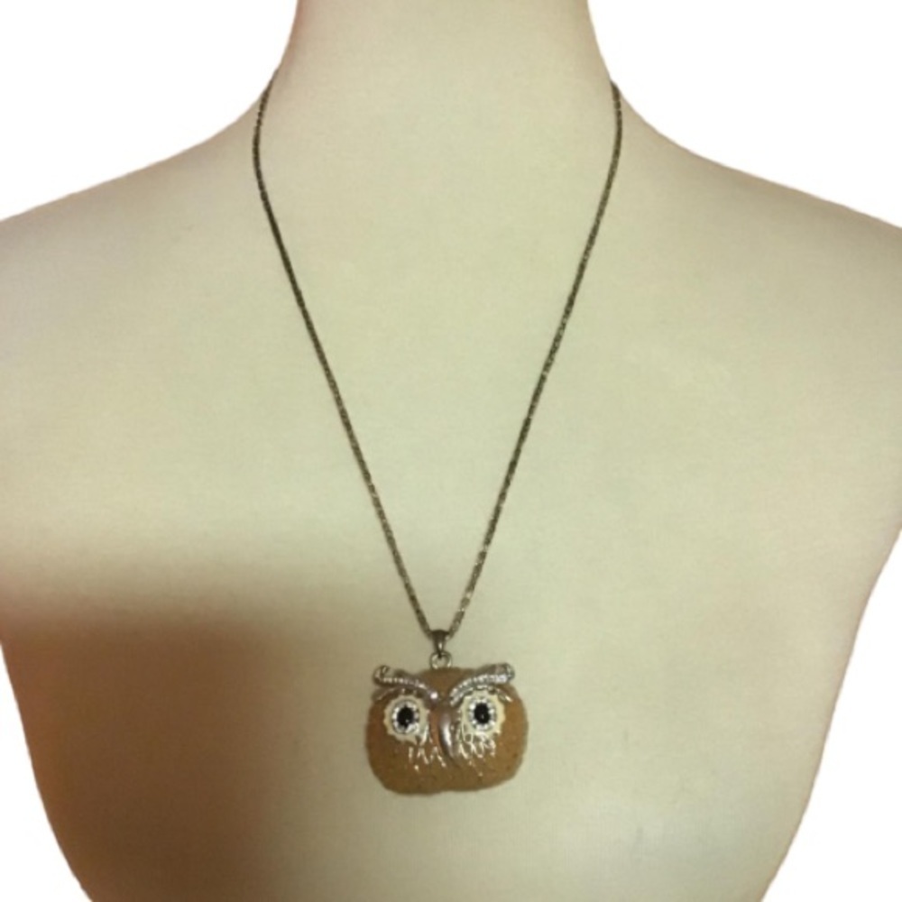 Large owl head necklace